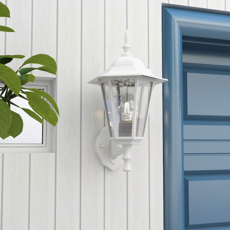 1- Light Outdoor Textured White Wall Mount Light