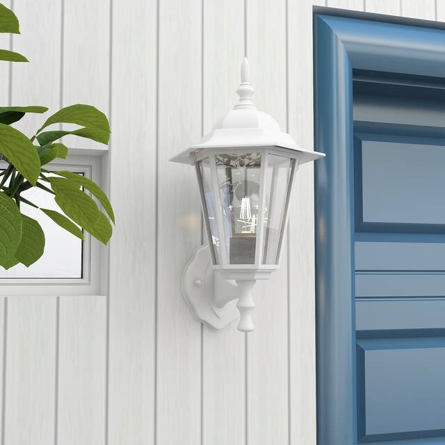 1- Light Outdoor Textured White Wall Mount Light