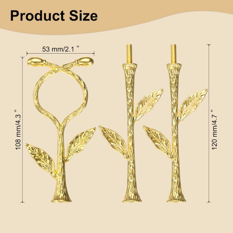 3-Tiers Cake Tray Stand Handle Metal Holder for Cake Plate - Gold - 3 Set