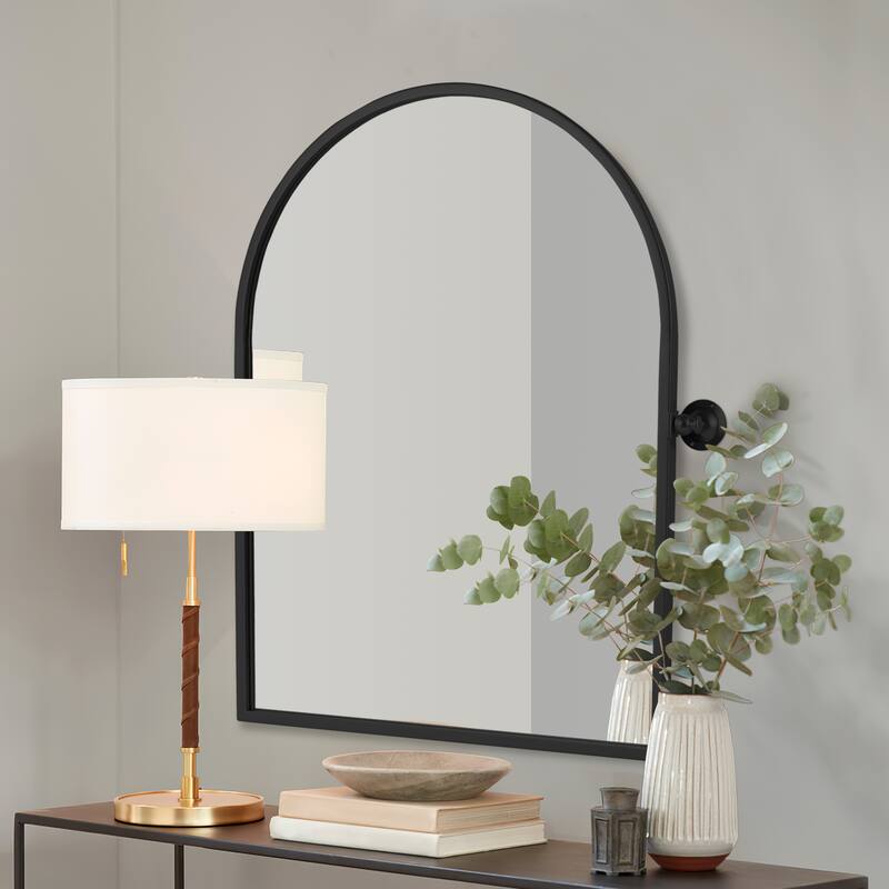 Modern Iron Hardware Window Mirror Wall Hanging Accent Mirror - 36x24 - Black
