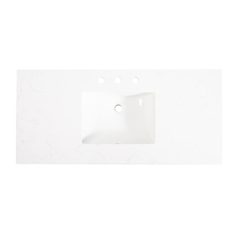 35'' H X48''W Solid Wood Bath Vanity with Stain-resistant Carrera White Quartz Top and Single Sink