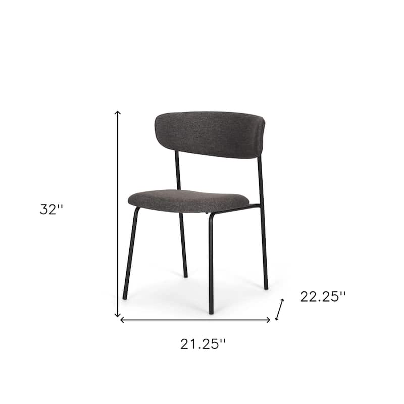 HomeRoots Gray and Black Upholstered Fabric And Metal Open Back Dining Side Chair - 21.25 in. x 32 in. x 22.25 in.