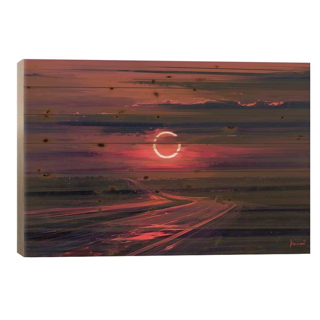 Solar Eclipse Print On Wood by Alena Aenami - Multi-Color