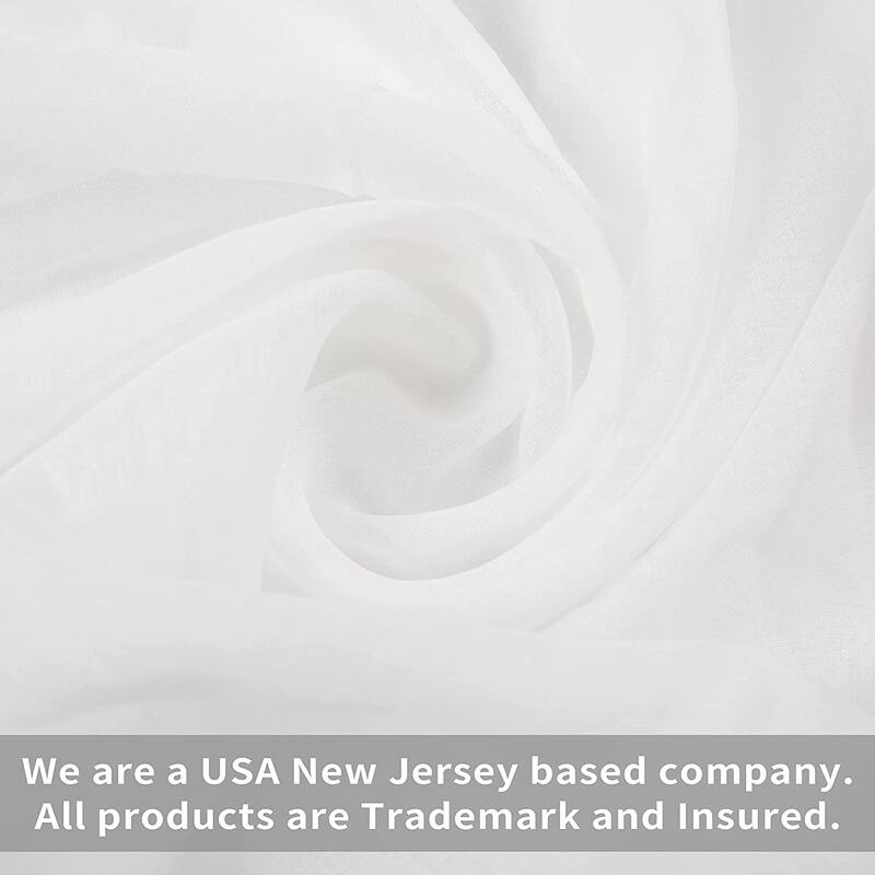 DriftAway Solid White Sheer Window Scarf Valance Long Luxury Sheer Fabric Topper Knife Edge