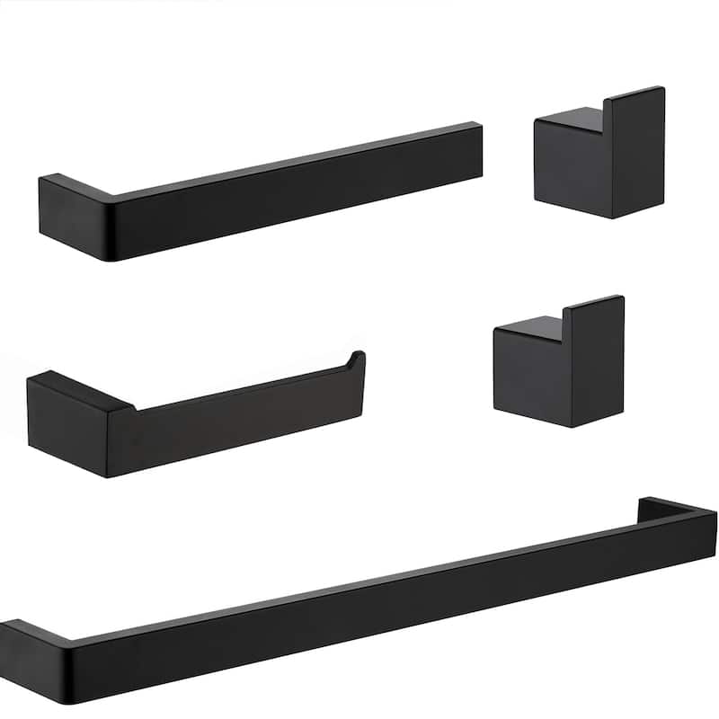 AITINKAN 5-piece Bathroom Hardware Set Towel Bar Set - Black