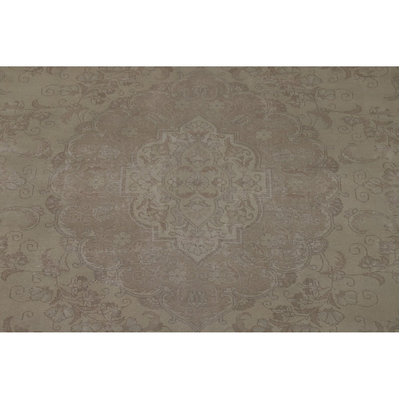 Distressed Tabriz Vintage Persian Rug Handmade Wool Carpet - 9'4" x 12'8"