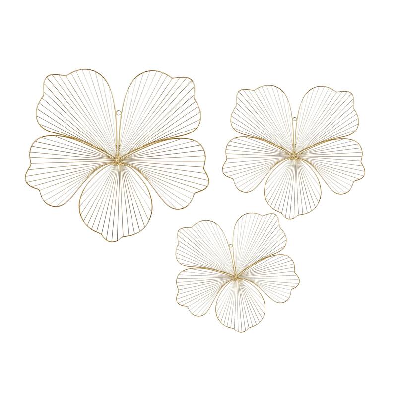Metal Floral Home Wall Decor - Set of 3 Gold - CosmoLiving by Cosmopolitan - Gold