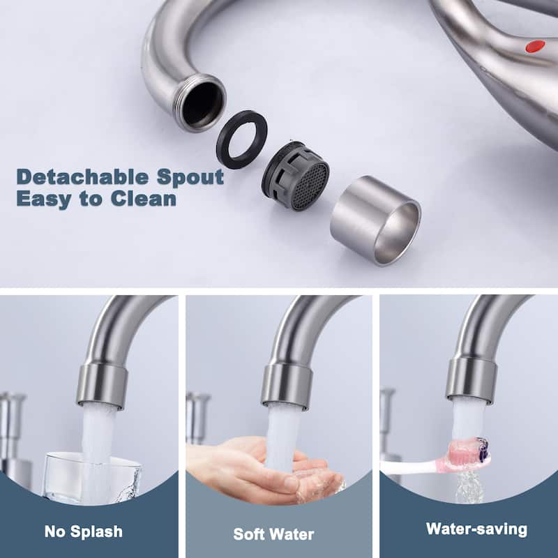 WOWOW 4 in. Centerset Double Handle High Arc Bathroom Faucet