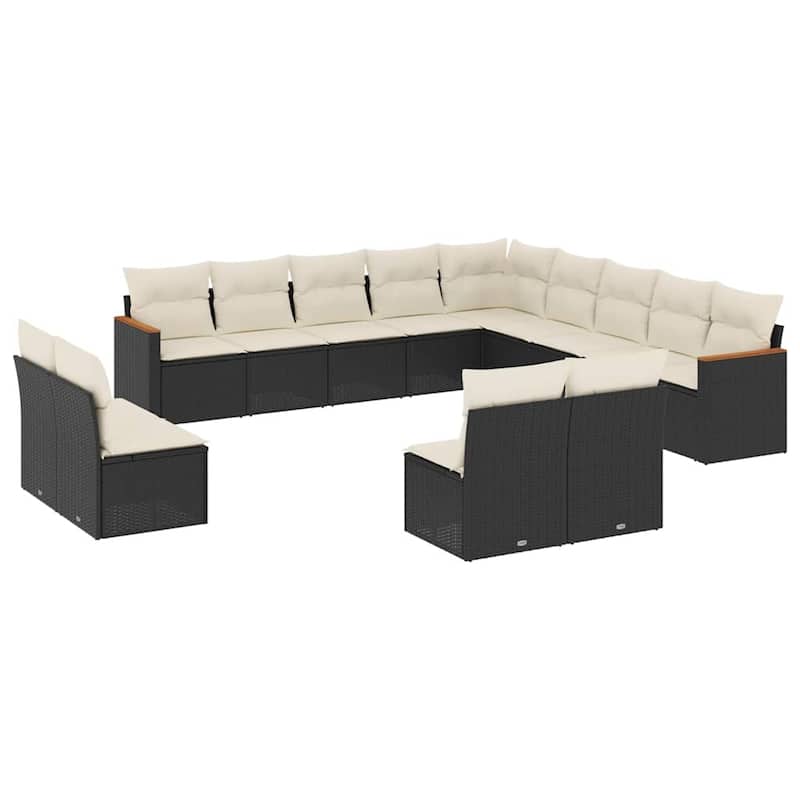 vidaXL Patio Sofa Set with Cushions Outdoor Conversation Furniture Poly Rattan