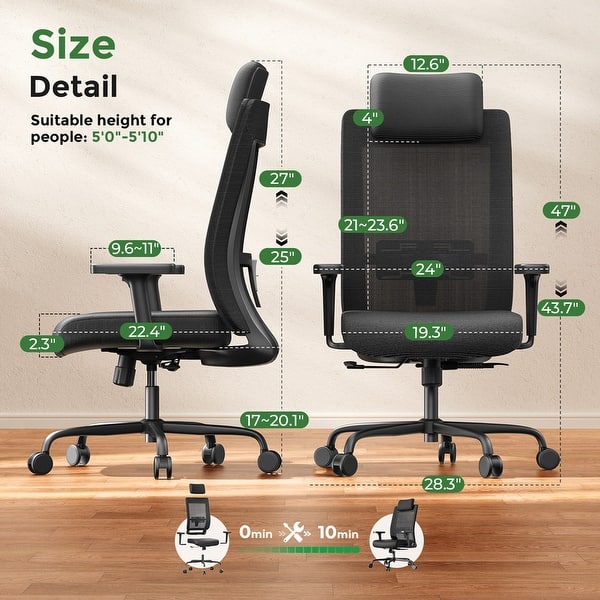 TfficeTingco Ergonomic Computer Desk Chair High Back Chair with Tilt ...