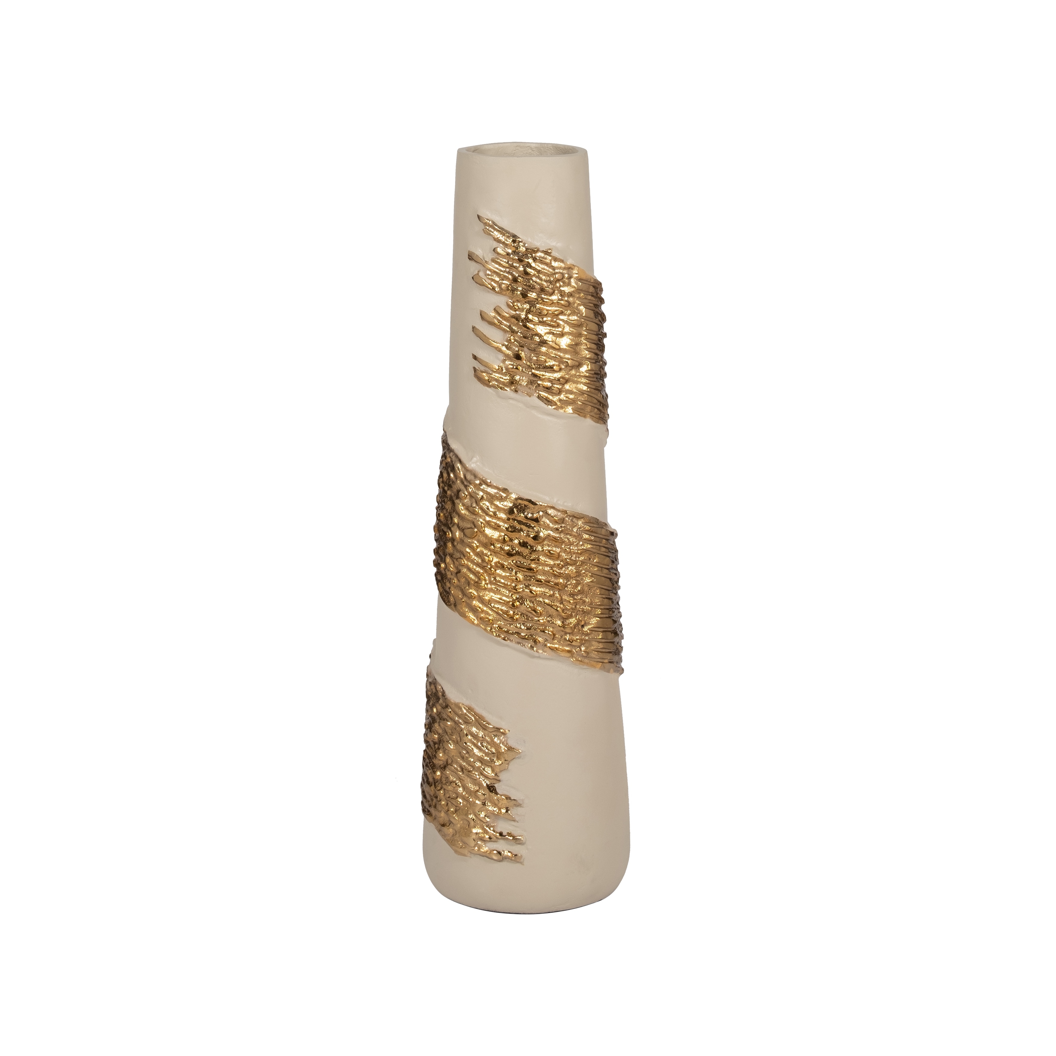 Sagebrook Home Glass White/Gold Cylinder Aluminum Wrapped Vase