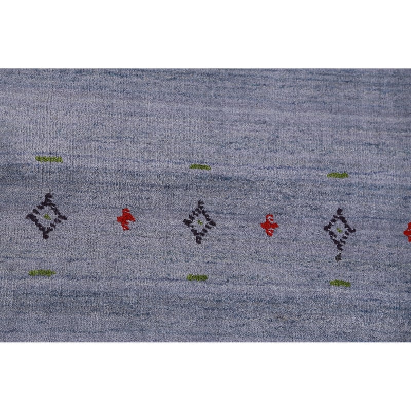 Hand Knotted Oriental 100% Wool Carpet Tribal Animal Pictorial Navy Blue & Blues Gabbeh Area Rug - 9' 9'' X 8' 2''