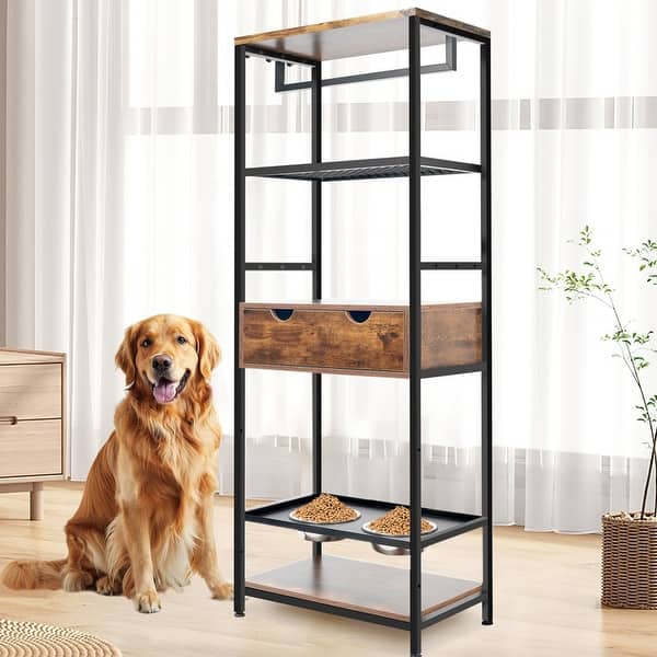Dog Feeding Station,3 Height Adjustable Raised Dog Bowls, Dog Feeder  Station for Large Medium Dogs Cats with Shelves - Bed Bath & Beyond -  40607455