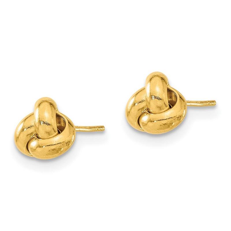 Curata 14k Gold Polished 7mm Love Knot Post Earrings