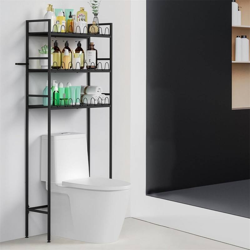Over The Toilet Storage - 9.8"D x 23.6"W x 63"H - Black