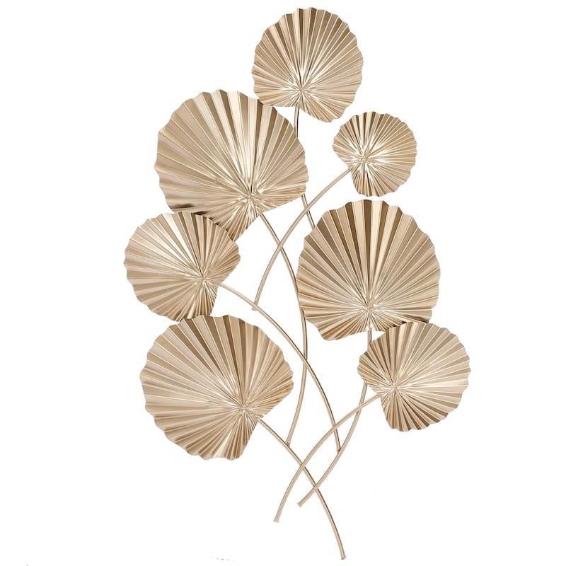 Seven Gold Palm Leaf Metal Wall Art Decor