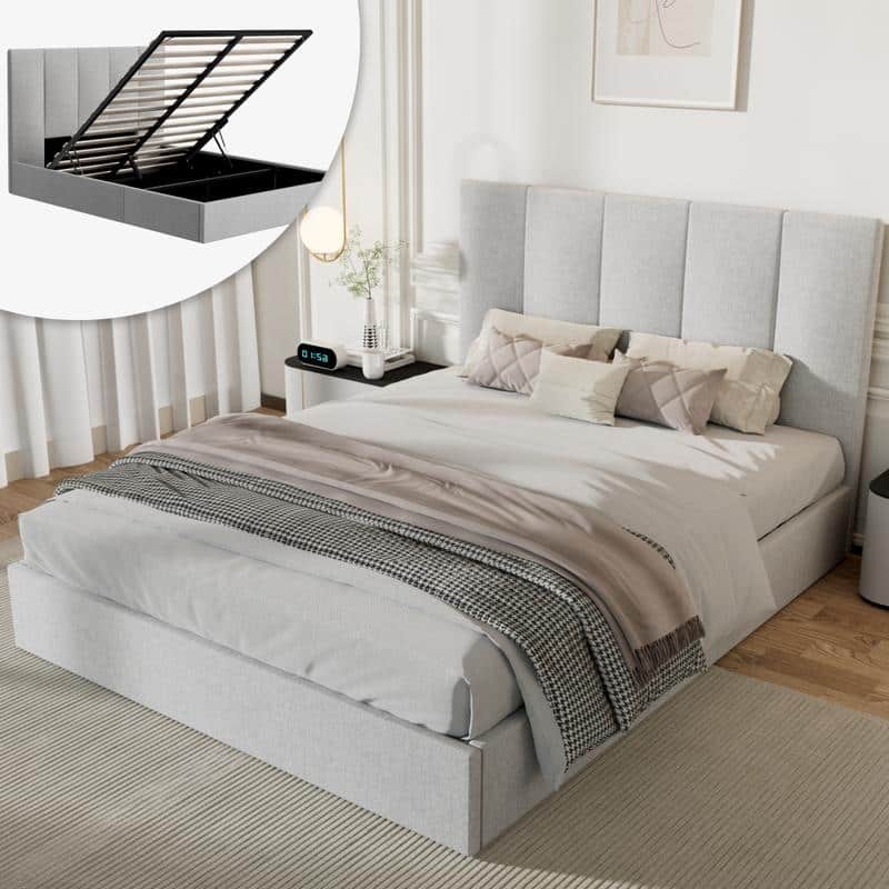 Full Size Lift-Up Storage Bed, White