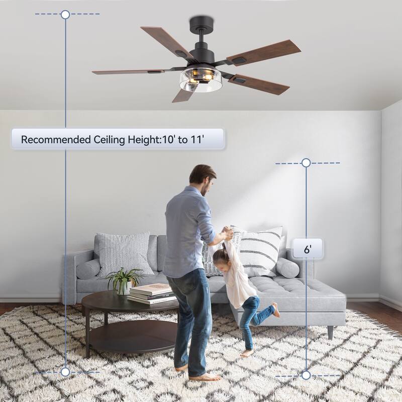 Industrial 52" Reversible 5-Blades Ceiling Fan with Remote and Light