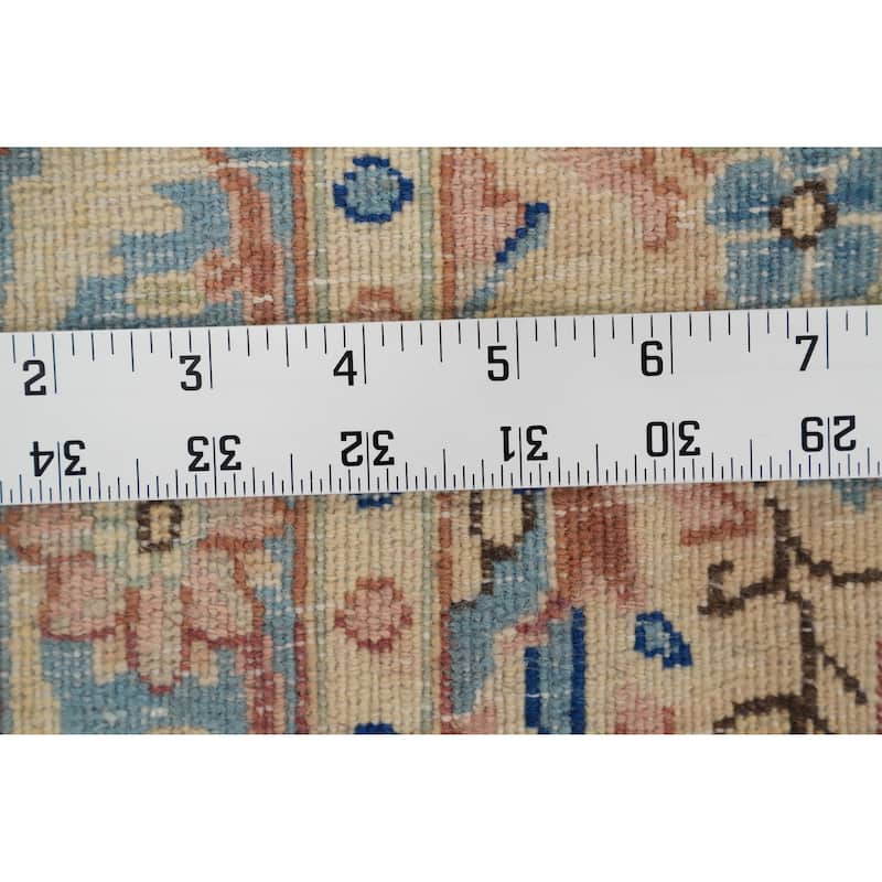 Hand Knotted Oriental 100% Wool Carpet Traditional All-Over Navy Blue & Blues Kerman Area Rug - 13' 0'' X 9' 7''