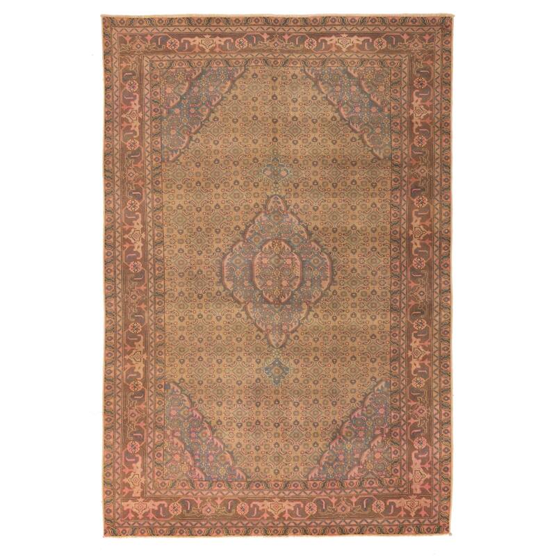 ECARPETGALLERY Hand-knotted Kayseri Vintage Light Brown Wool Rug - 6'4 x 9'4