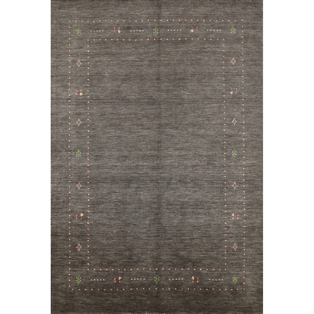 Tribal Gabbeh Indian Area Rug Handmade Modern Wool Carpet - 5'1" x 7'8"