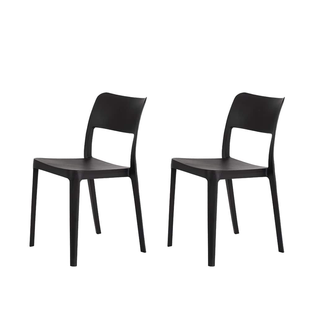 La Vie Resin Stackable All Weather Armless Chair, Set of 2