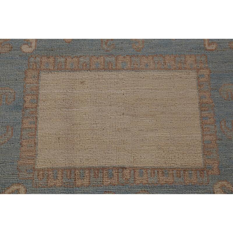 Hand Knotted Oriental 100% Wool Carpet Transitional Medallion Navy Blue & Blues Oushak Area Rug - 13' 7'' X 10' 0''