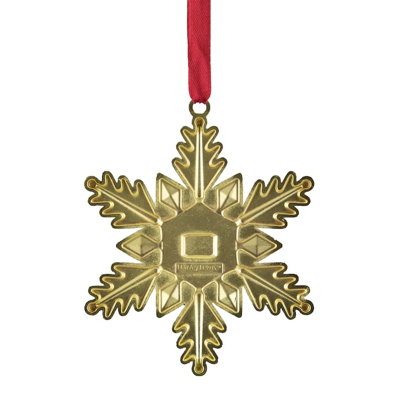 3.5" Gold Brass Plated Snowflake Christmas Ornament European Crystals