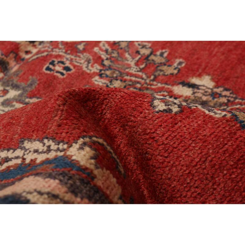 ECARPETGALLERY Hand-knotted Andelz Red Wool Rug - 3' 5" x 9' 8"