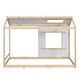 preview thumbnail 6 of 7, Modern Twin Size House Platform Kids Bed with Roof and Window, Solid Pine Wood Frame, Easy to Assemble, White+Natural