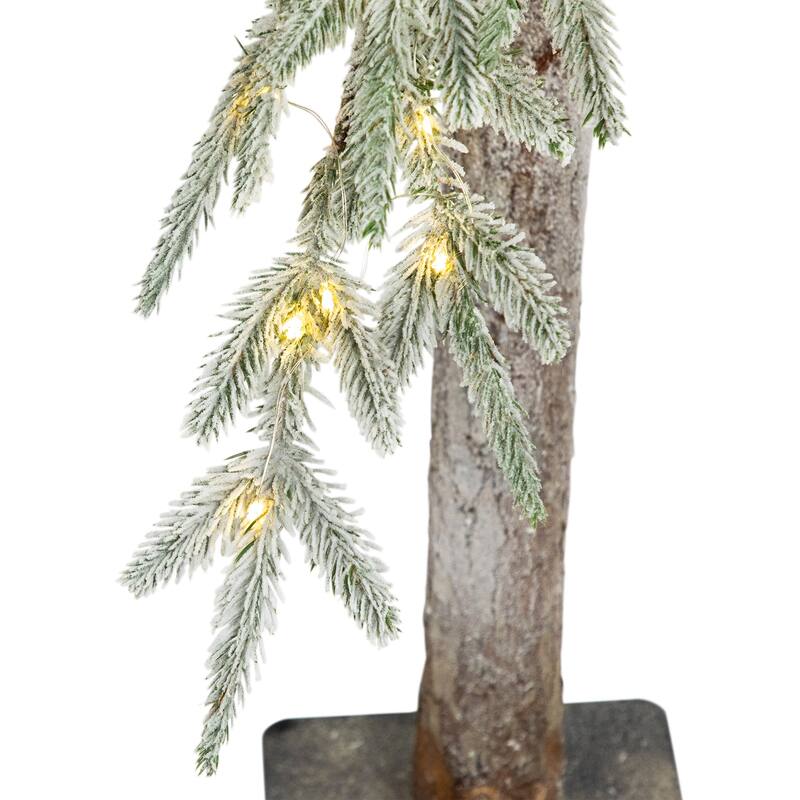 Pre-Lit Alpine Flocked Artificial Christmas Tree - 6' - Clear LED Lights - 6 Foot