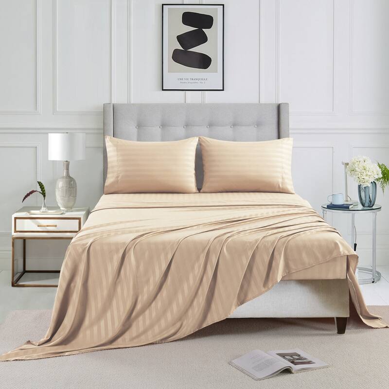 3/4 Pcs Luxury Stripe Bed Sheets Set