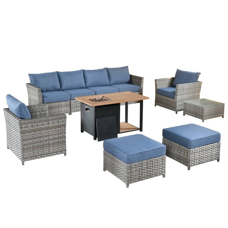 XIZZI 10-piece Outdoor Patio Furniture Conversation Set with Fire Pit