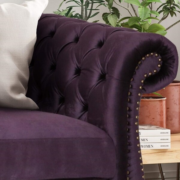 Luxurious 3-Seater Purple Velvet Sofa,Plush Comfort, and Durable