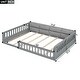 preview thumbnail 21 of 22, Full Size Montessori Floor Bed with Guardrail & Comfortable Pillow, Upholstered Platform Bed Toddler Bed without Slats for Kids