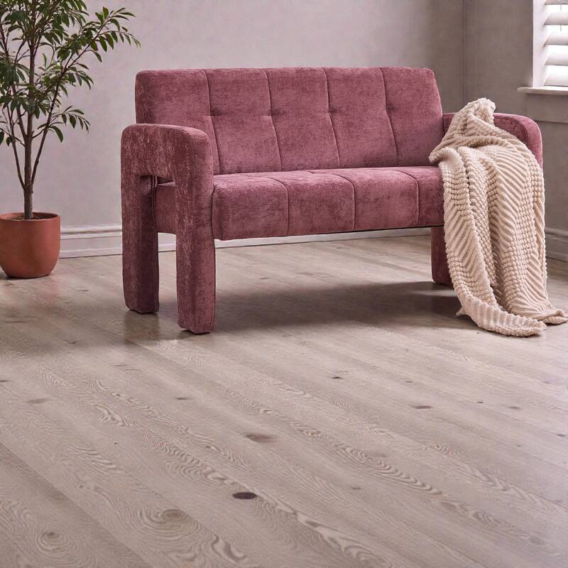 Modern Double Armchair Upholstered 2-Seater Sofa with Dual Armrests, Chenille Fabric Compact Couch for Living Room