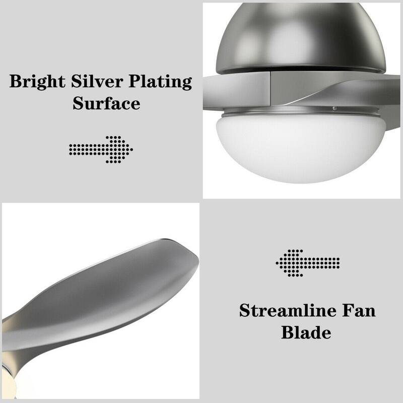 Modern 48" Ceiling Fan with Dimmable LED Light and Remote Control Reversible Blades - 48'' dia. x 22.5'' H