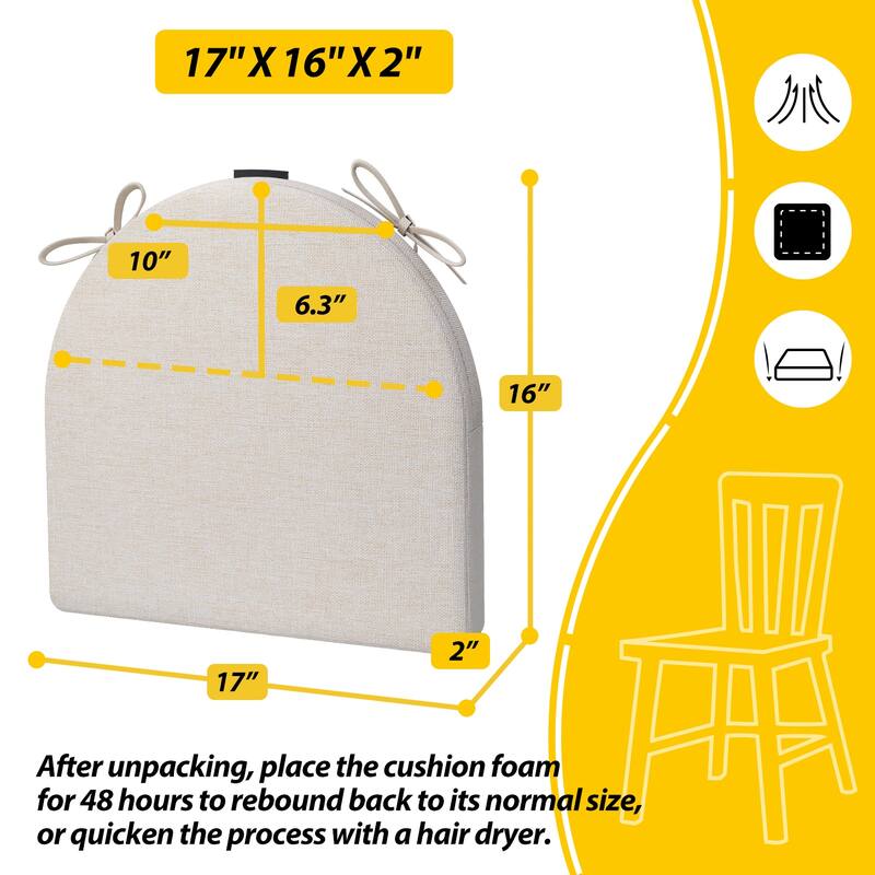 AAAAAcessories 17 in. X 16 in.Indoor Strap Non-slip Chair Cushion for Multi-scenario Setups (2 Pack) - N/A