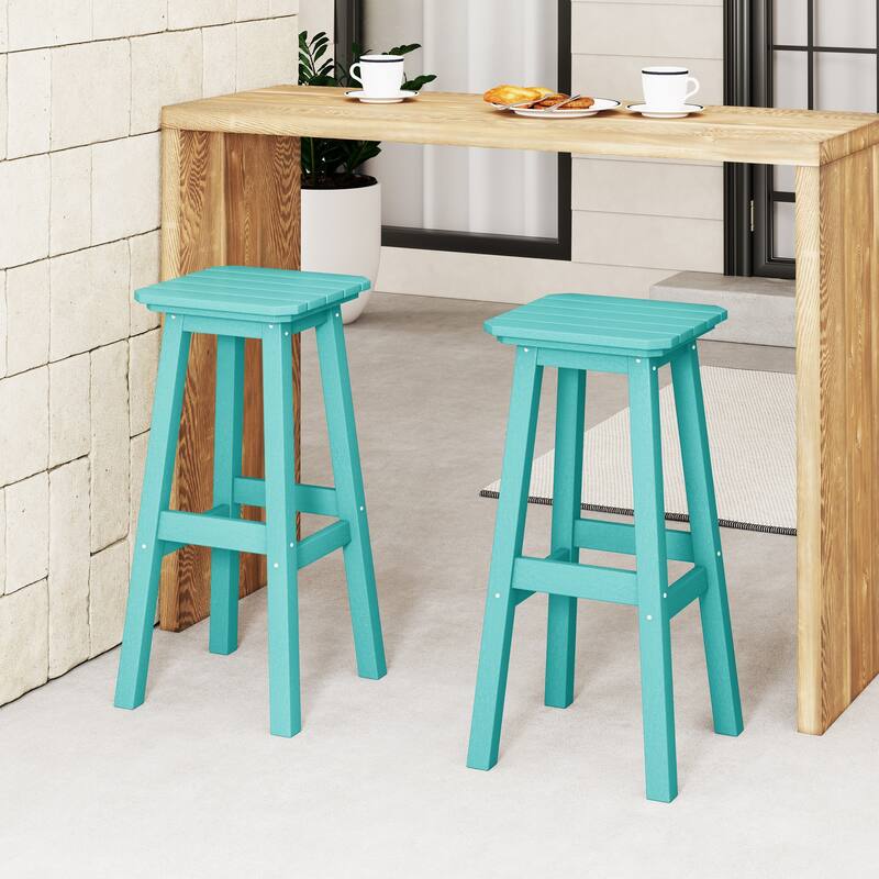 Polytrends Laguna Hdpe All Weather Outdoor Patio 29" Square Bar Stool (Set Of 2)