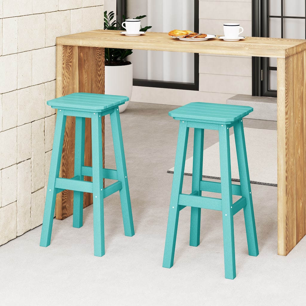 Laguna Hdpe All Weather Outdoor Patio 29" Square Bar Stool (Set Of 2)