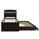 preview thumbnail 10 of 13, Twin XL Platform Bed with Storage LED Headboard, Charging Station, Trundle & 2 Drawers, Sturdy Pine Wood Frame, Dark Brown