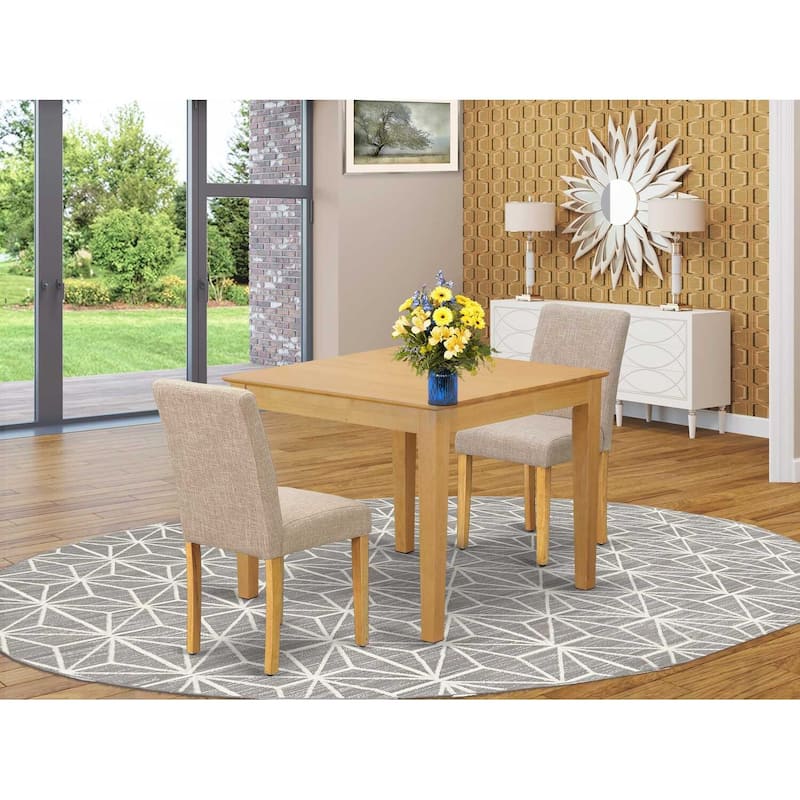 Tuscan Dining Set 3pc - Square Table & 2 Linen Chairs - 36x36 Inch - Small Space Friendly