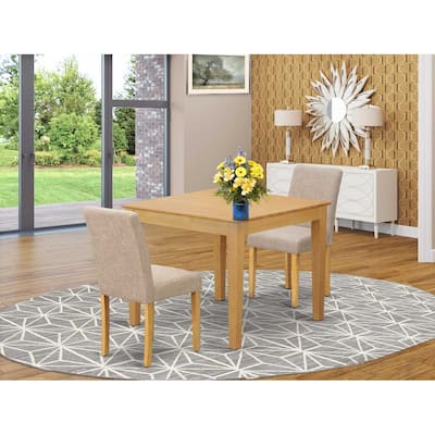 Tuscan Dining Set 3pc - Square Table & 2 Linen Chairs - 36x36 Inch - Small Space Friendly