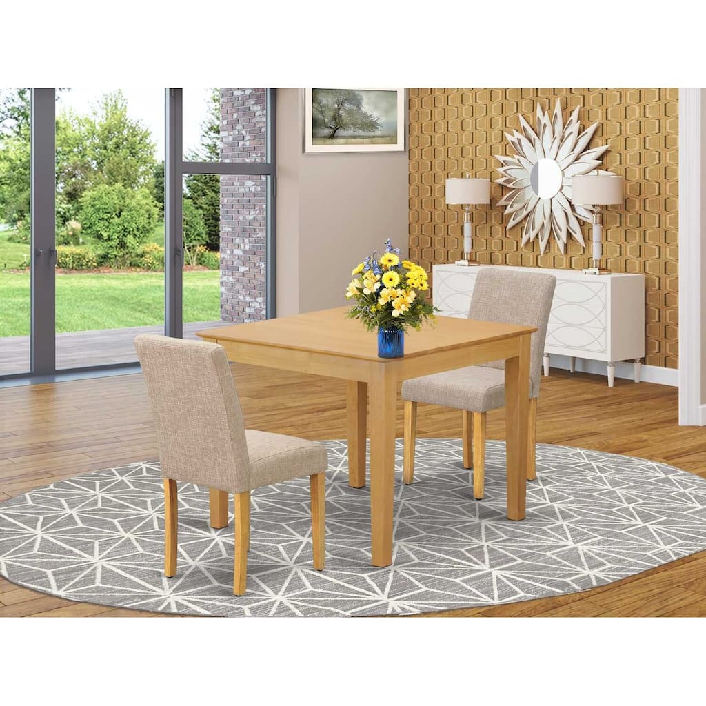 Tuscan Dining Set 3pc - Square Table & 2 Linen Chairs - 36x36 Inch - Small Space Friendly