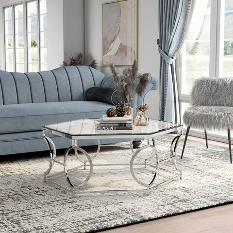 Furniture of America Talm Modern Chrome 40-inch Metal Coffee Table