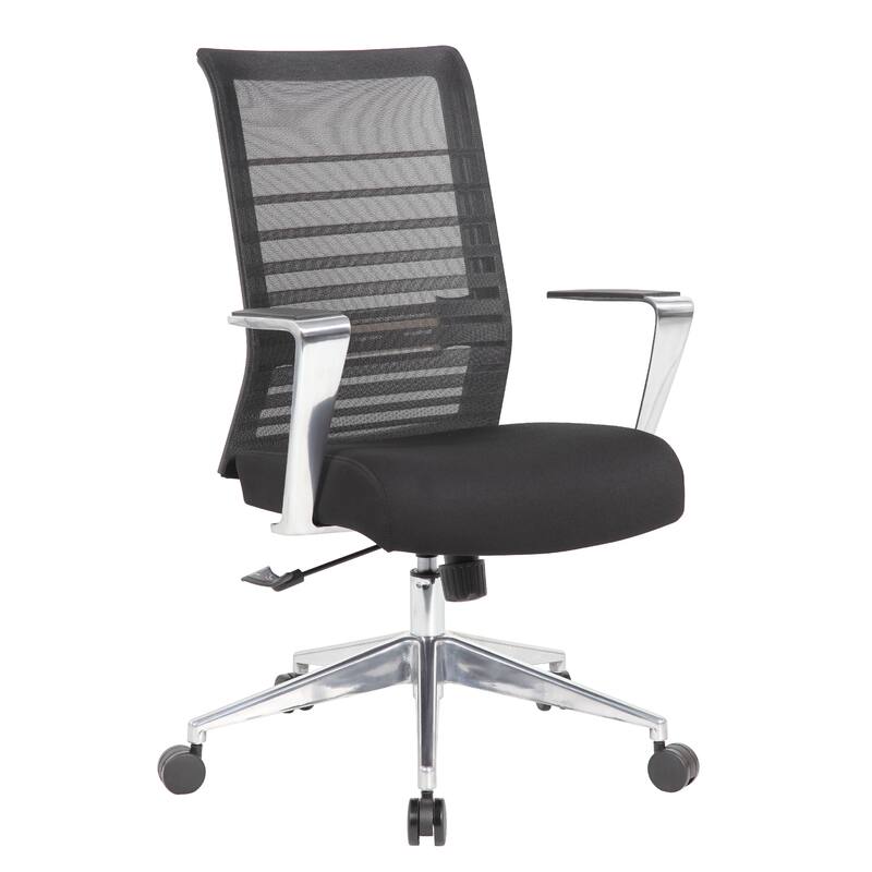 Zara Rolling Task Chair, Black Mesh, Aluminum Synchro-Tilt Mechanism