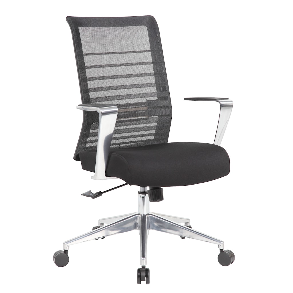 Zara Rolling Task Chair, Black Mesh, Aluminum Synchro-Tilt Mechanism