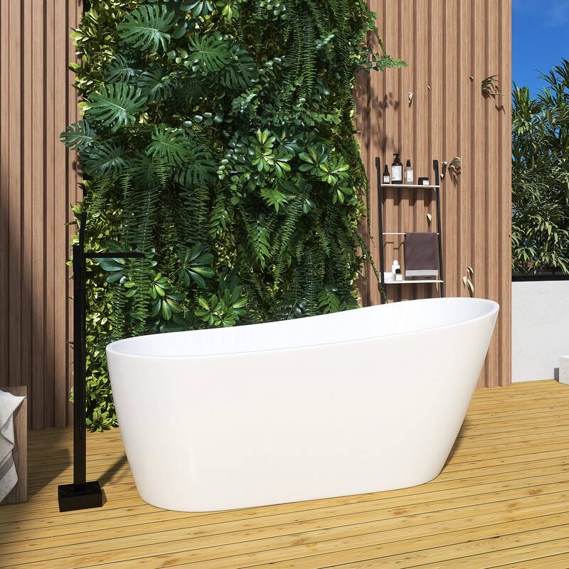 Acrylic Single Slipper Freestanding Soaking Bathtub with Drain