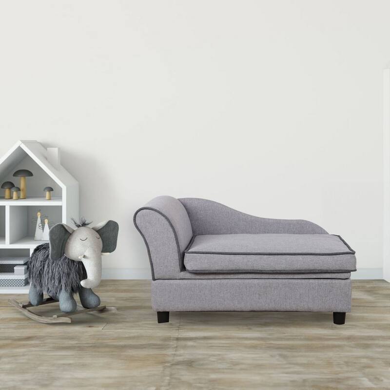 Kid's Washable Linen Chaise in Gray