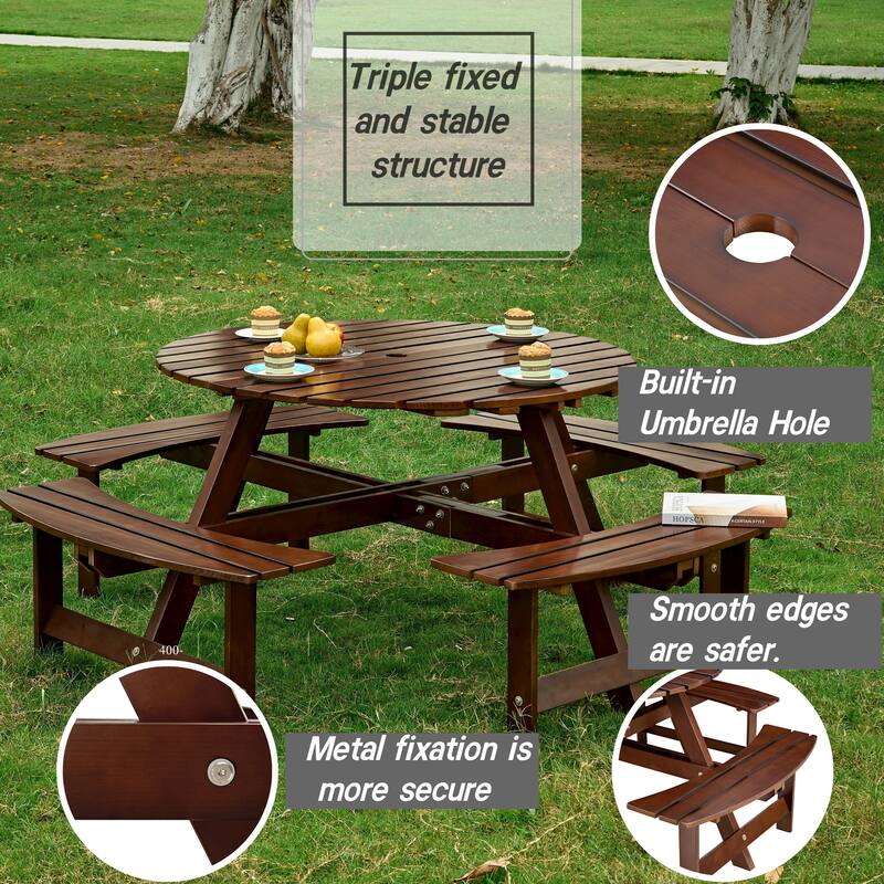 Outside Picnic Table Set with Benches for Garden,Backyard,Porch,Patio
